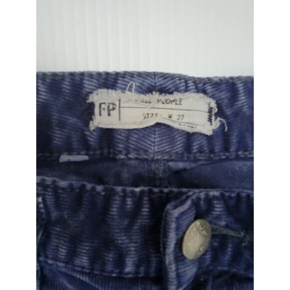 Free‎ People Womens 27 Corduroy Chino Straight Leg Mid Rise Navy Blue Pants - Picture 7 of 12